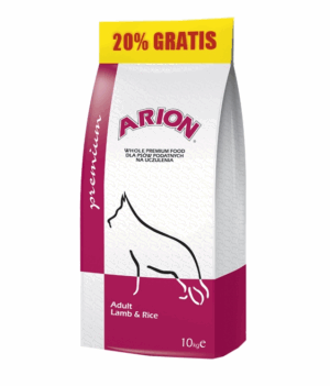 4992  Sucha karma Arion jagnięcina premium dla psów z nadwrażliwością pokarmową 12 kg